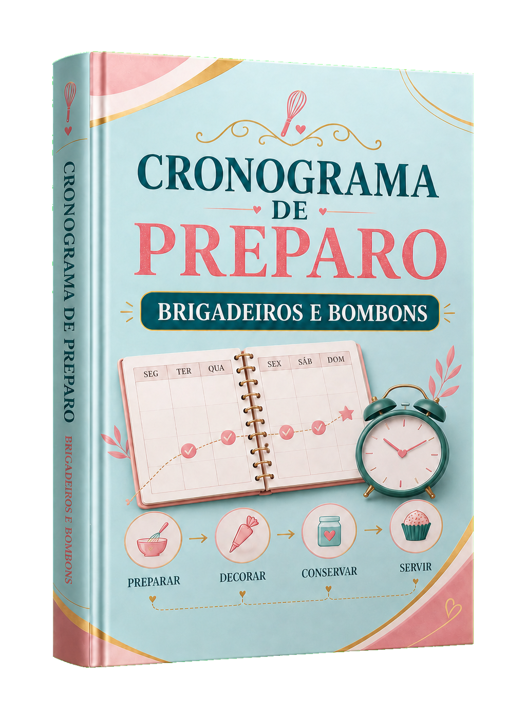 Mockup do bônus Cronograma de Preparo de Brigadeiros e Bombons