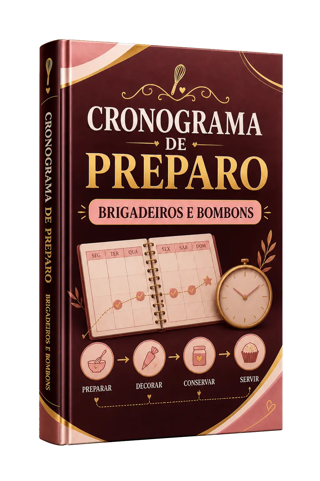 Mockup do bônus Cronograma de Preparo de Brigadeiros e Bombons