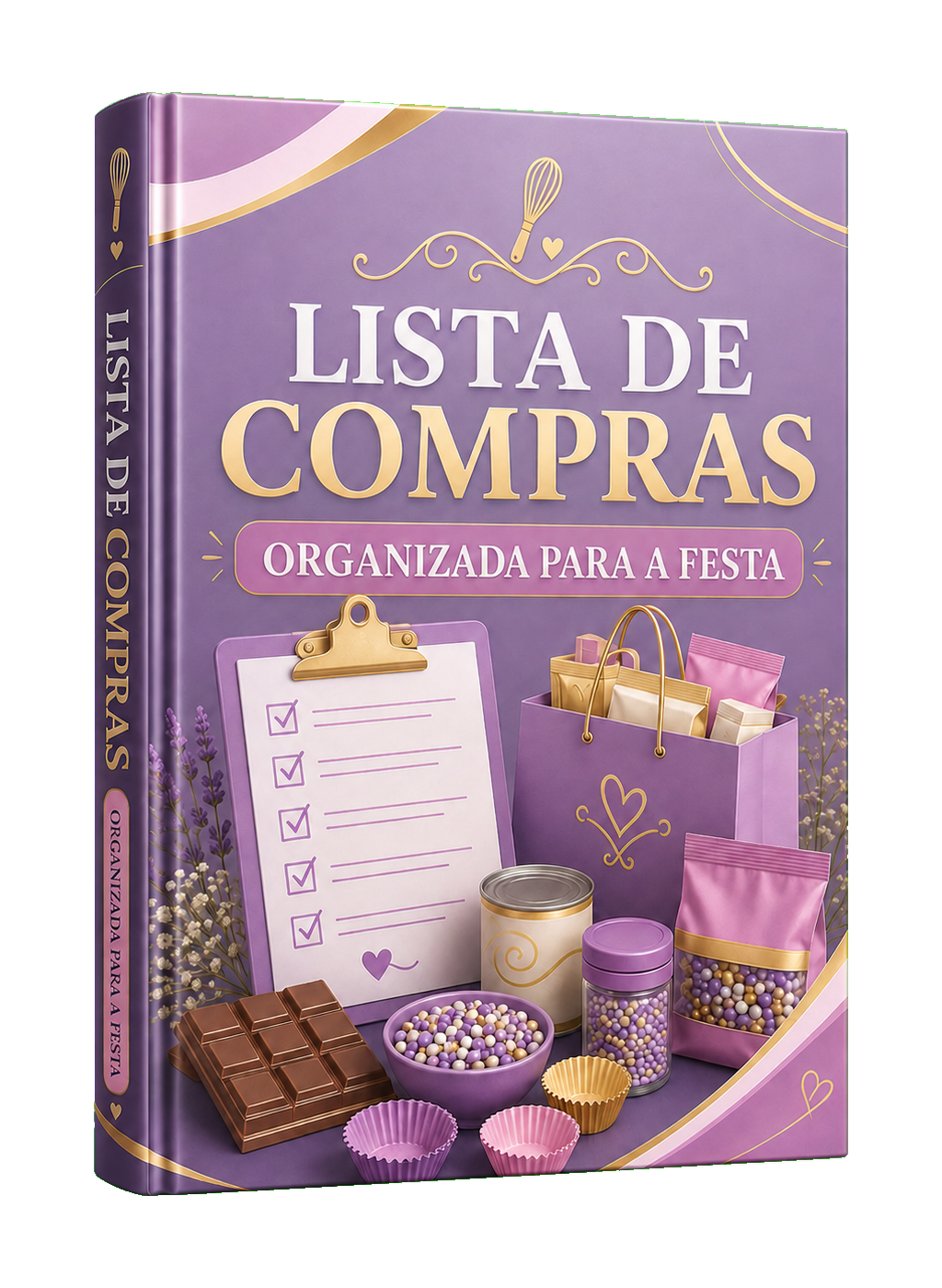 Mockup do bônus Lista de Compras Organizada para a Festa
