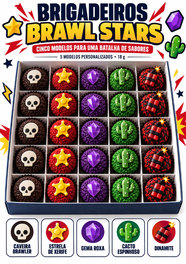 Coleção de brigadeiros do tema Brawl Stars