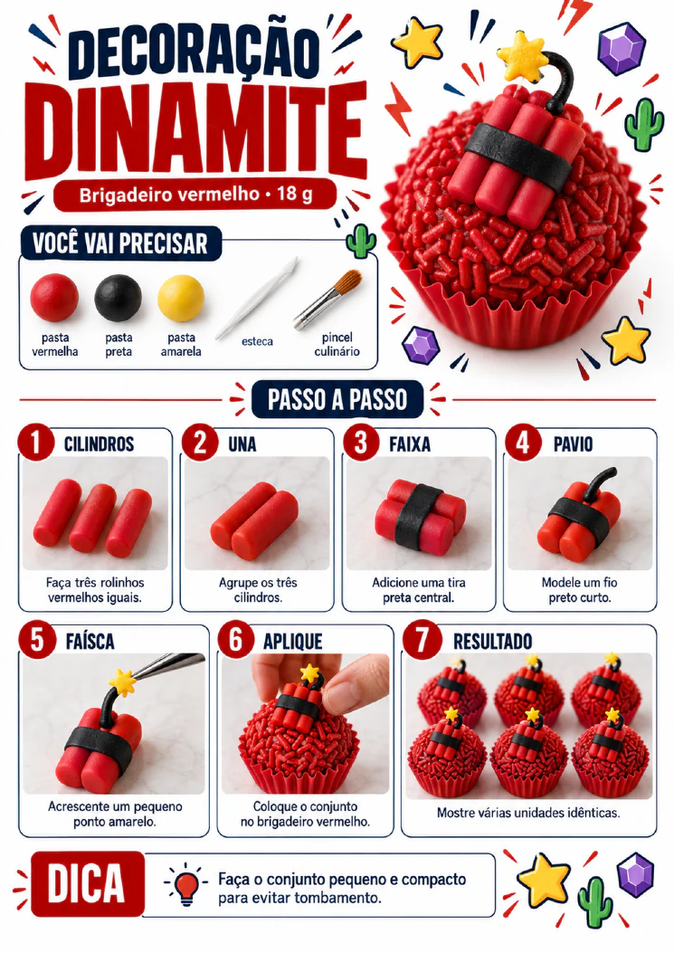 Passo a passo da decoração Dinamite do tema Brawl Stars